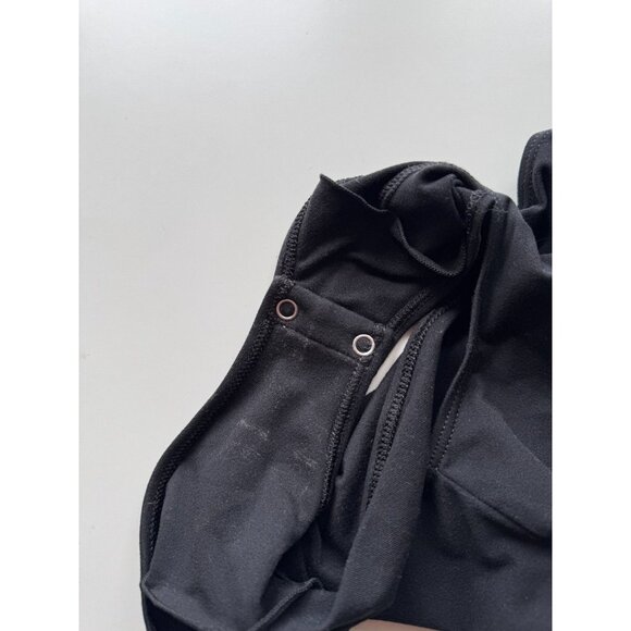 GOOD AMERICAN Snap Queen Black Half Sleeve Plunge V-Neck Bodysuit, Size 2/M - Picture 10 of 15